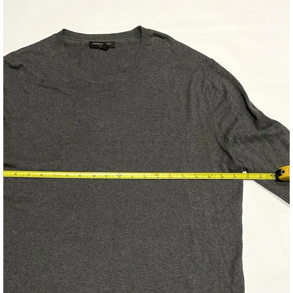 Banana Republic Cotton Sweater Gray Crewneck M Knit Pullover Mens Long Sleeve